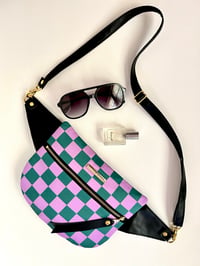 Image 3 of Purple & green checkered crossbody 
