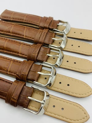 Image of LOTS OF 5 & 10 X CROC LEATHER GENTS WATCH STRAPS,18mm/20mm,BLACK,BROWN,ORANGE,TOP QUALITY,NEW.