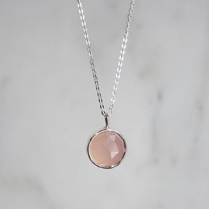 Image of Pink Chalcedony rose cut silver necklace
