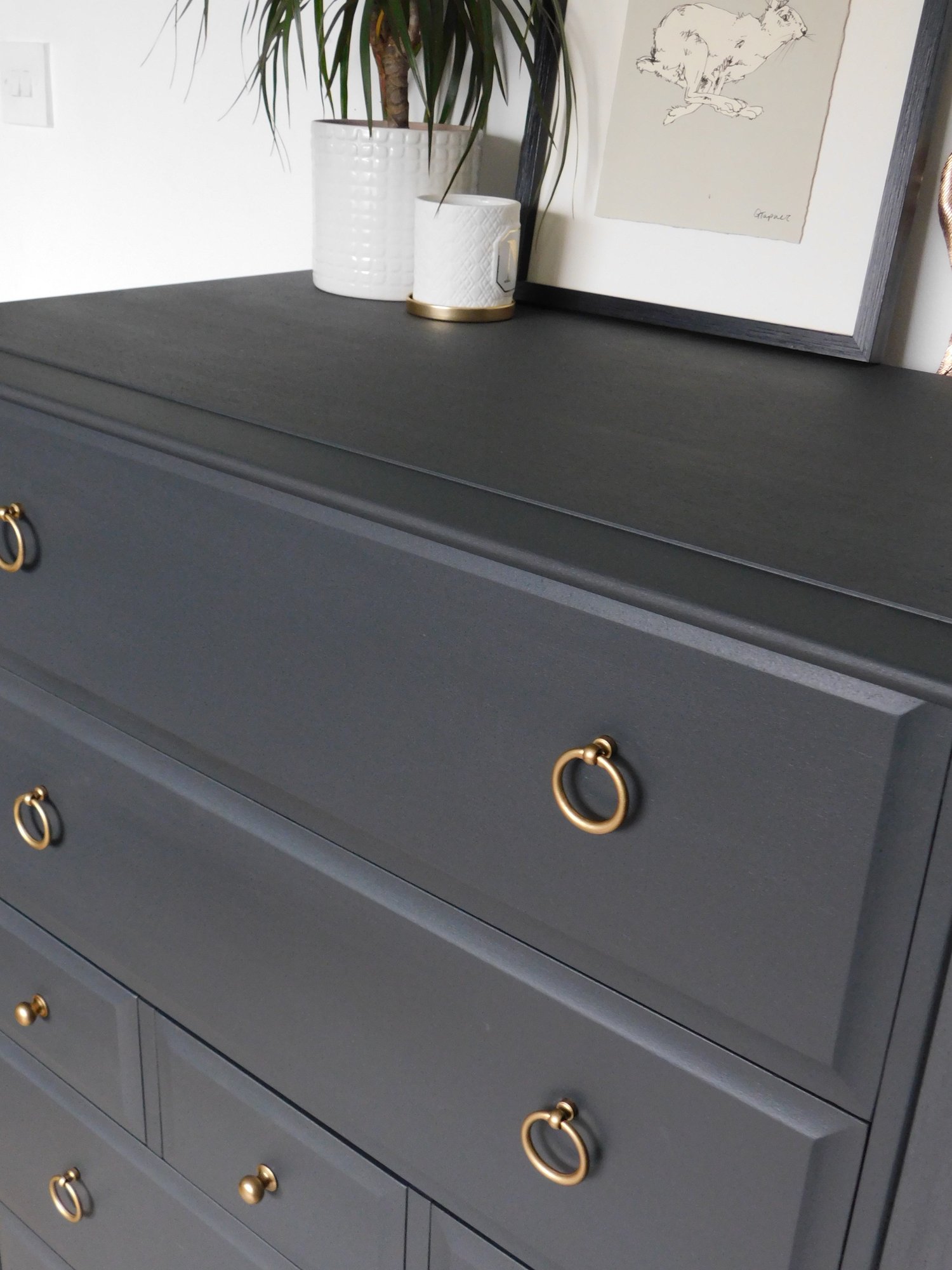 Image of Large stag mahogany Tallboy dark grey