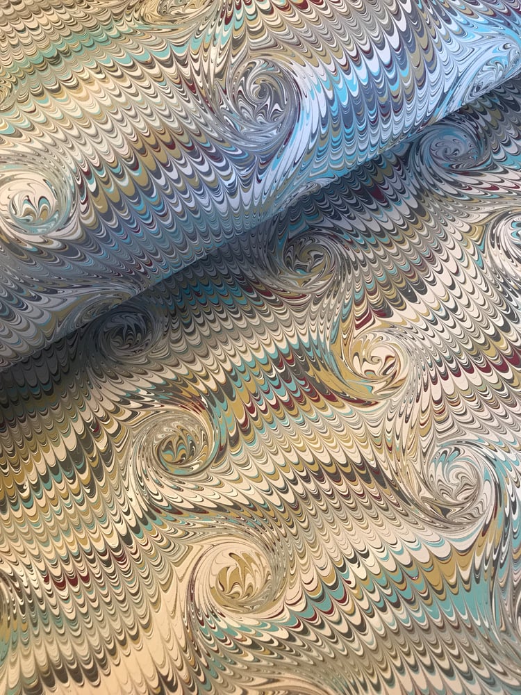 Image of Marbled Paper #44 'Traditional combed design on fawn'