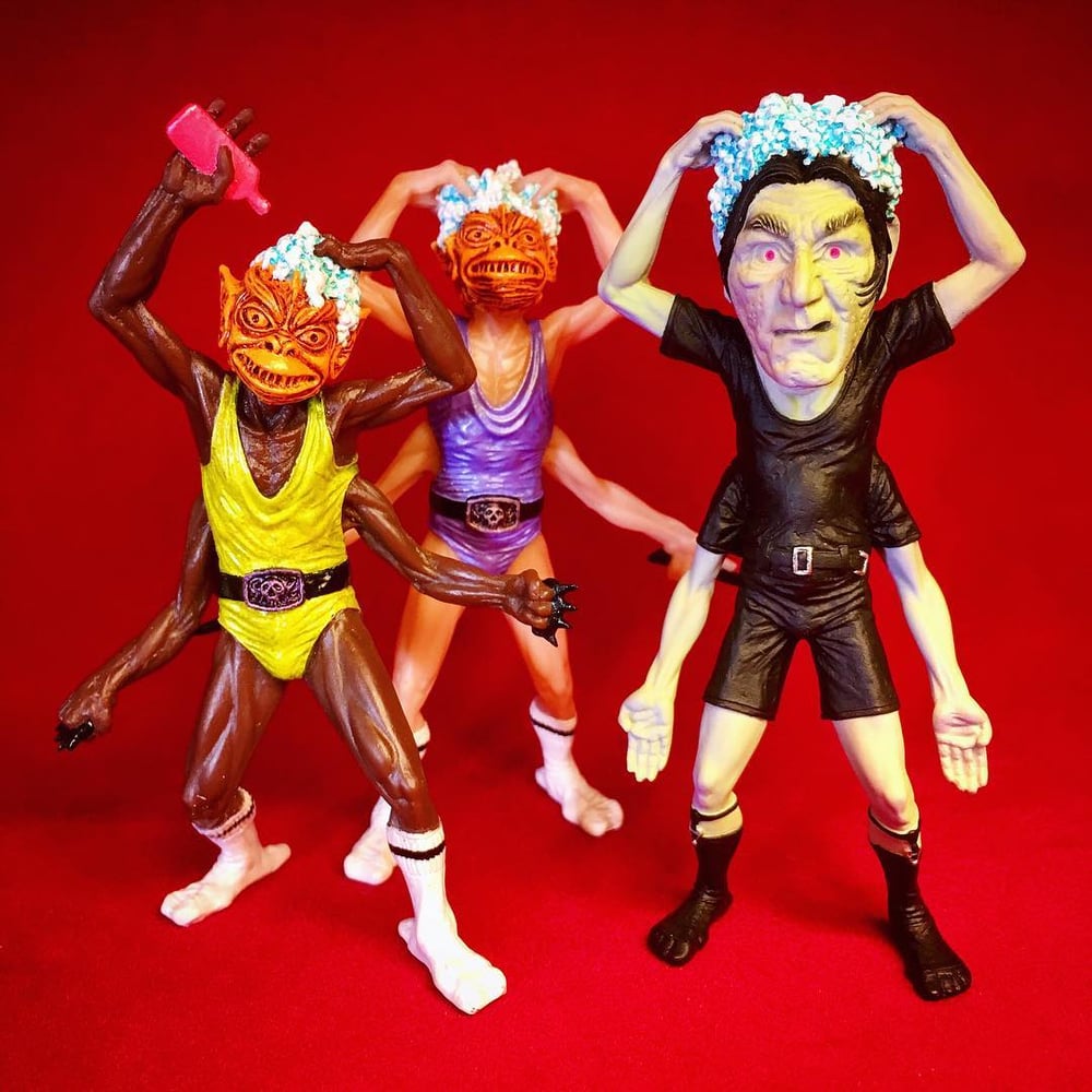 Image of Shampuvians Halloween Set B: "JACKAL LANTERNS" (orange masks/green & purple tunics)