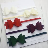 Image 1 of SET OF 5 - Classic Small Bow Set Headbands or Clips