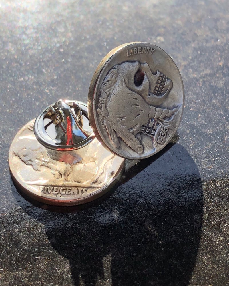 Image of Buffalo Nickel Skull Cuff Pins