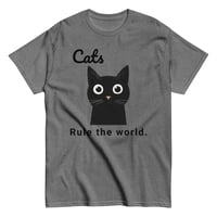 Image 9 of Unisex classic tee, Cats Rule the World T-Shirt | Cute Black Cat Funny Graphic Tee