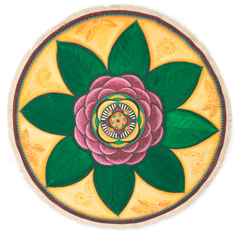 Image of "Spiritual guidance"- Damask Rose Textile Meditation Mat with fringe