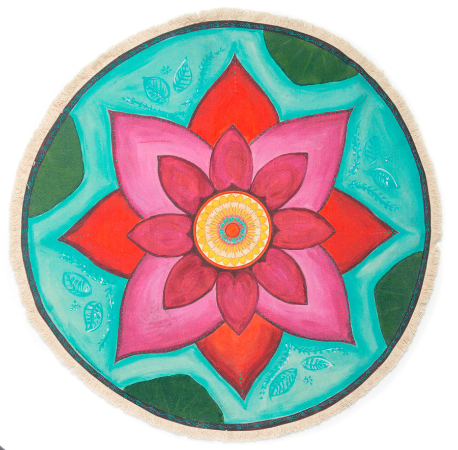 Image of "New Beginnings" - Pink Lotus Textile Meditation Mat with fringe