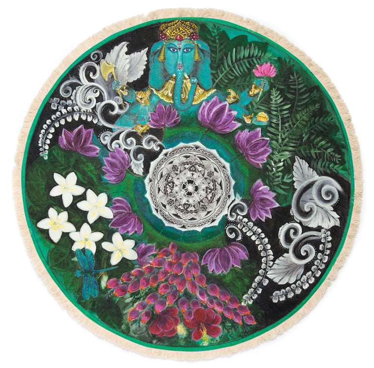 Image of "Spiritual Opening" - Bali Bliss Textile Meditation Mat with fringe