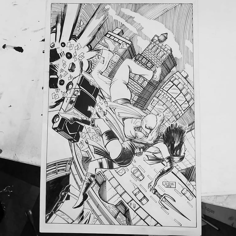 Original Art - Ironfist and Elektra Fight!