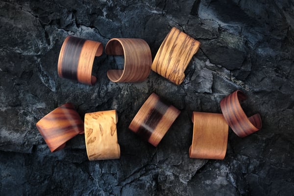 Image of Wide Cuff Wood Bracelets – Unisex Marquetry Jewelry
