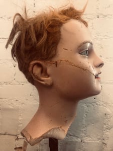 Image of Antique wax head 1900s with rare ginger hair probably P Imans of Paris  