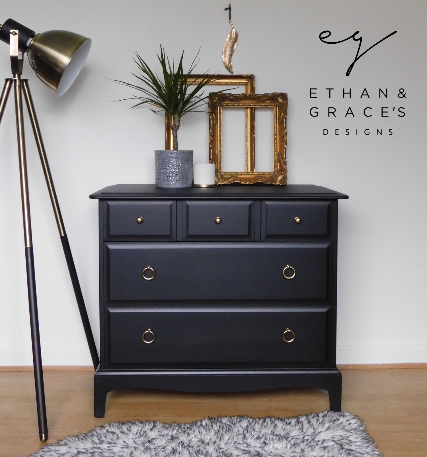 Image of Beautiful black stag chest of drawers 