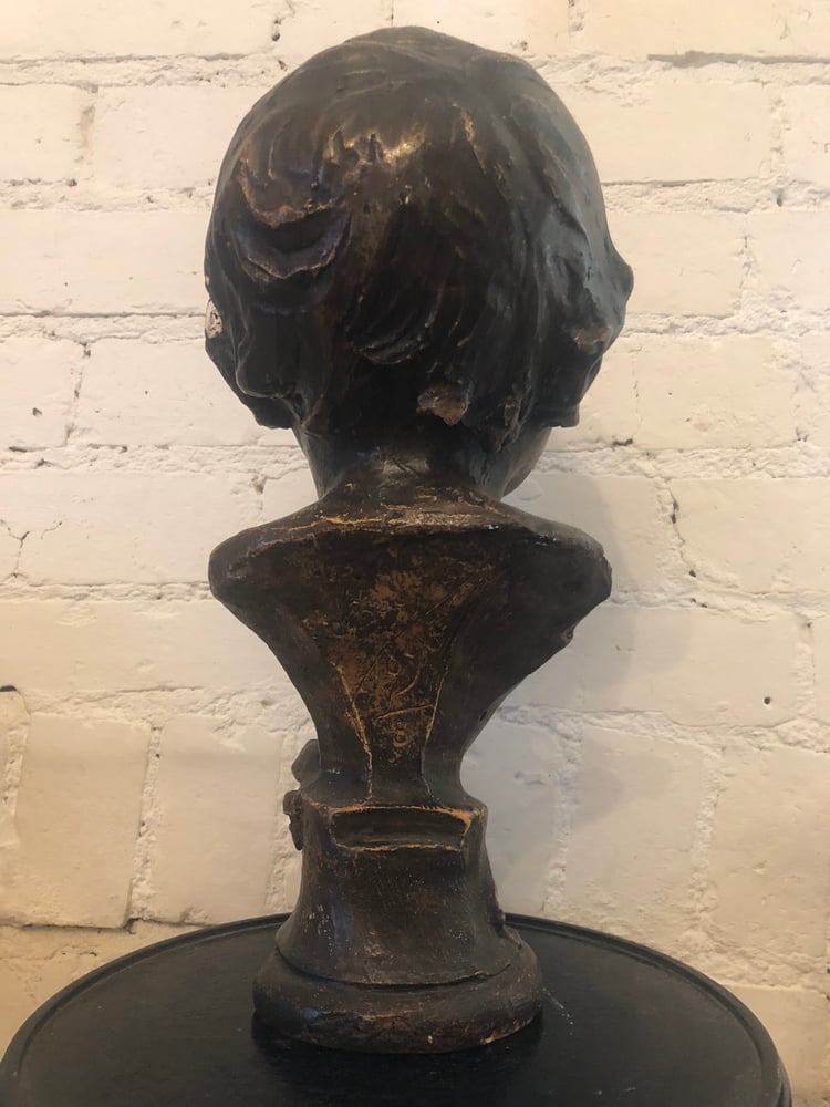 Image of Antique french plaster bronze look baby bust
