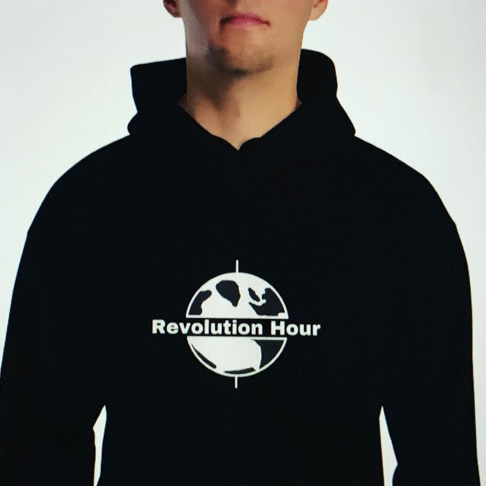 Image of Globe Time Travel Hoodie (black, white, red)