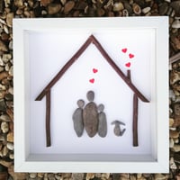 Image 1 of Parent with two children and dog artwork
