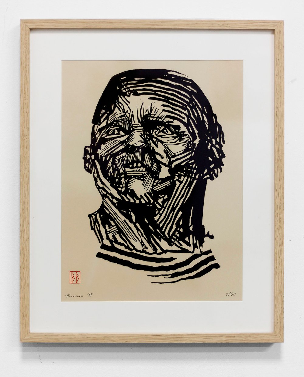 Image of "BALDHEAD" linocut print