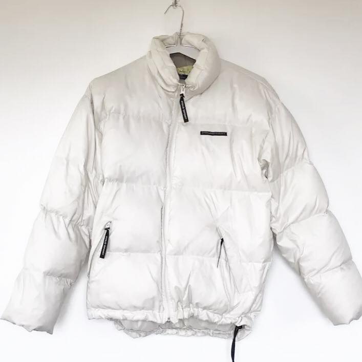 white polo puffer jacket