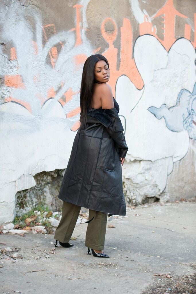Image of Black Leather Trench