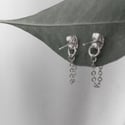 Heart Chain Earrings - Silver Finish
