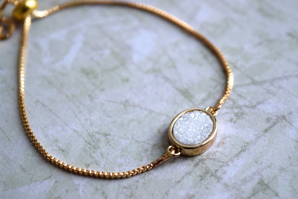 Image of White Druzy Bolo bracelet