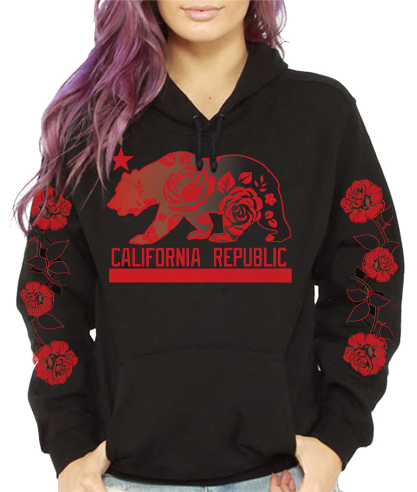 hoodie with roses on sleeves