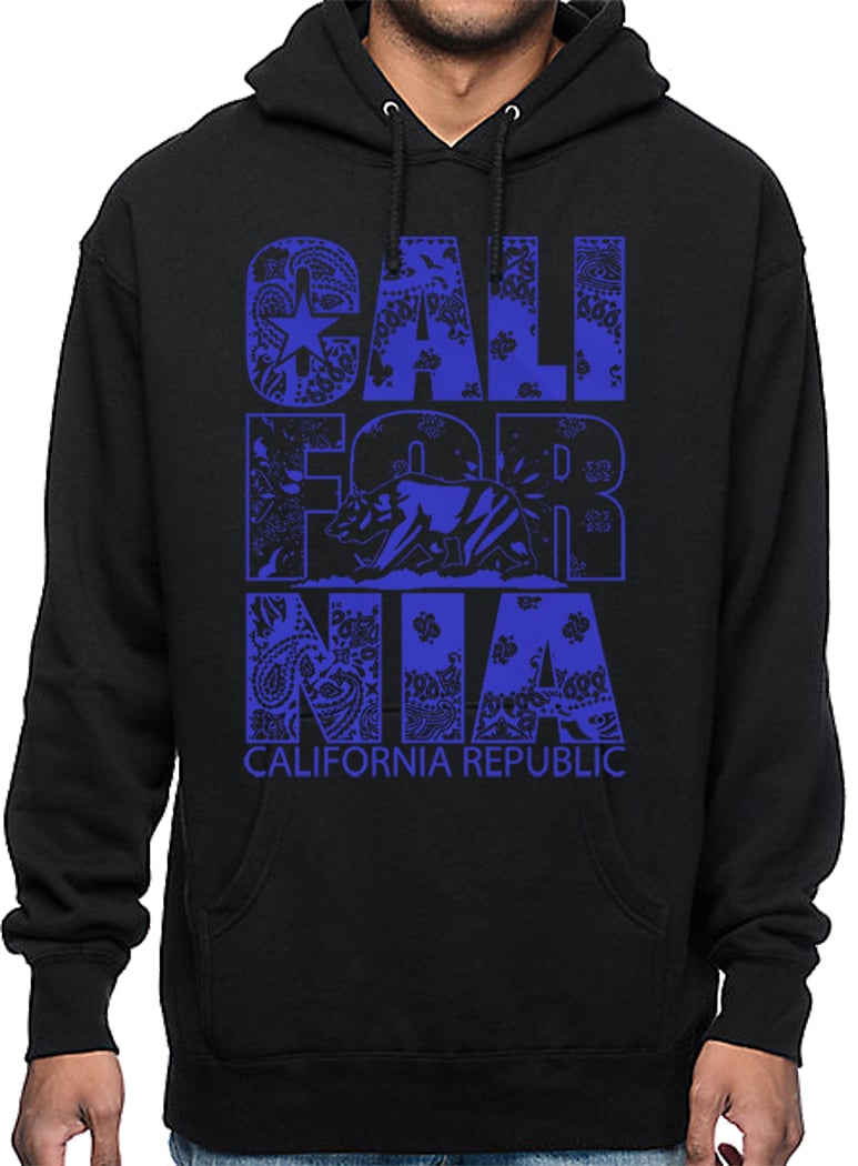 blue bandana print hoodie