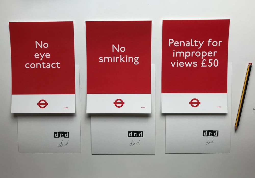 Image of Underground Central Line PACK OF 3 x A5 digital signed print