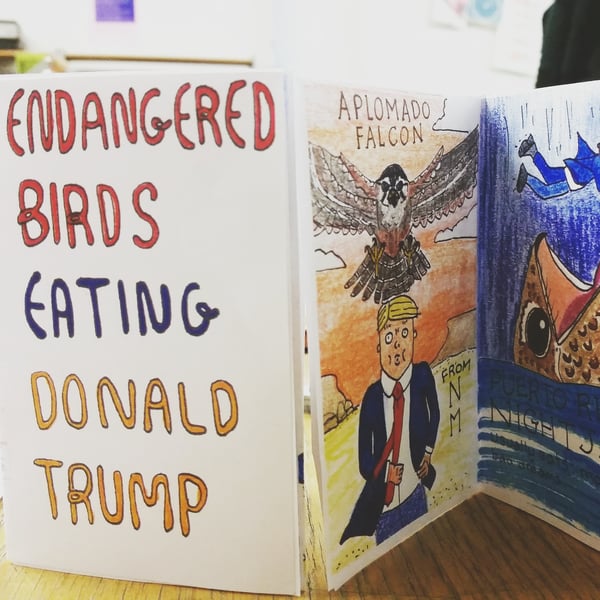 Image of Endangered Birds Eating Donald Trump