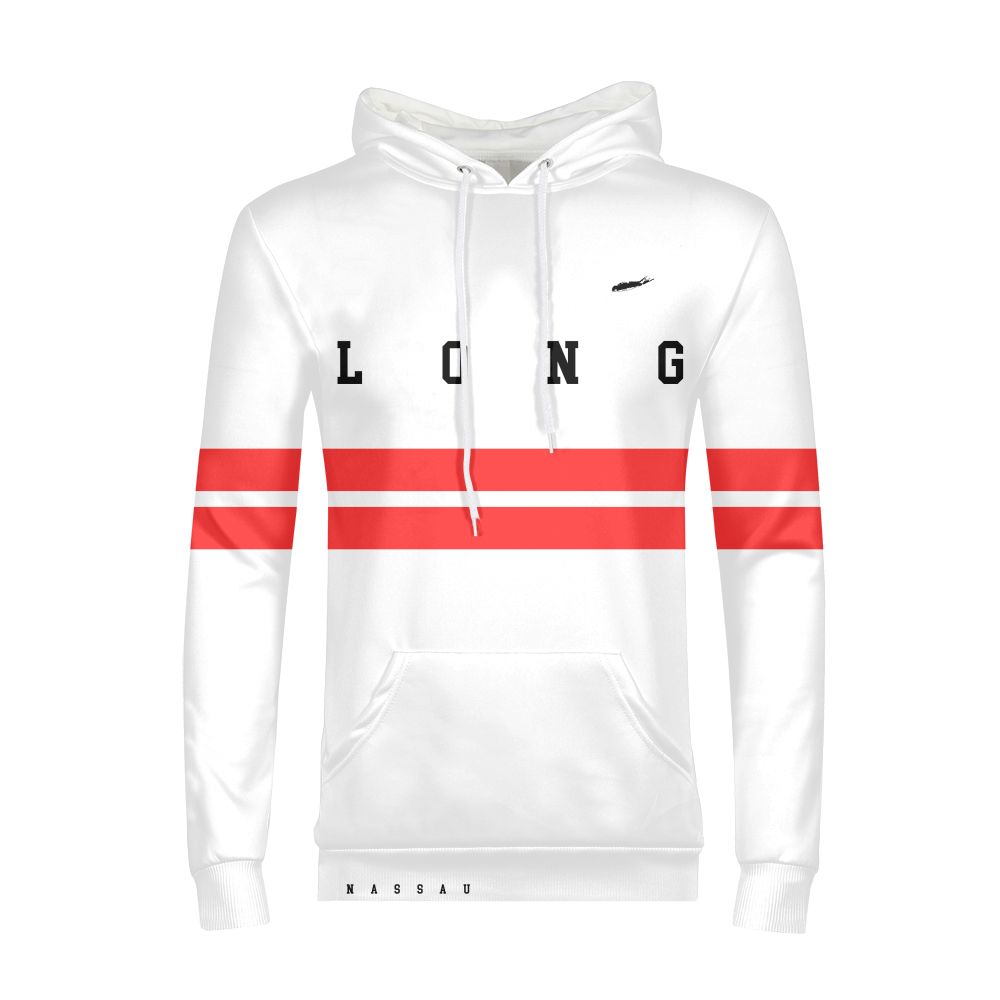 Image of Mens Long Island Hoodie: White x Black x Red