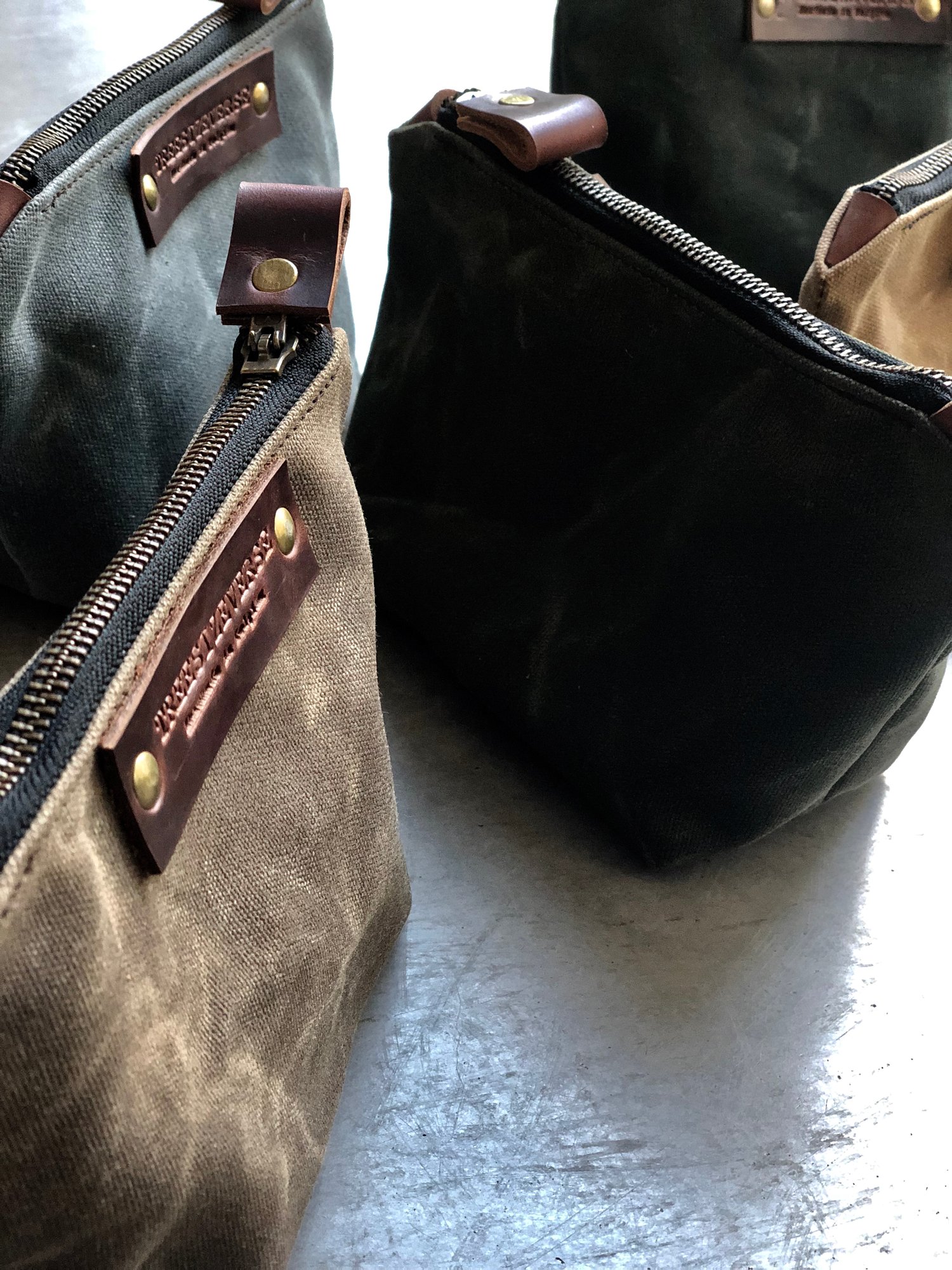 Image of Waxed canvas toiletry bag zipper pouch