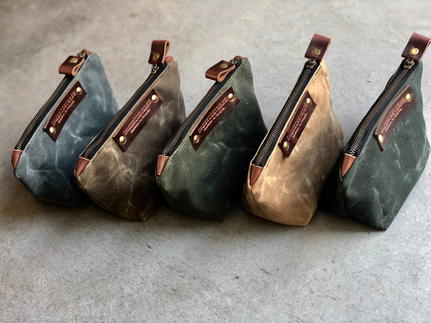 Image of Waxed canvas toiletry bag zipper pouch