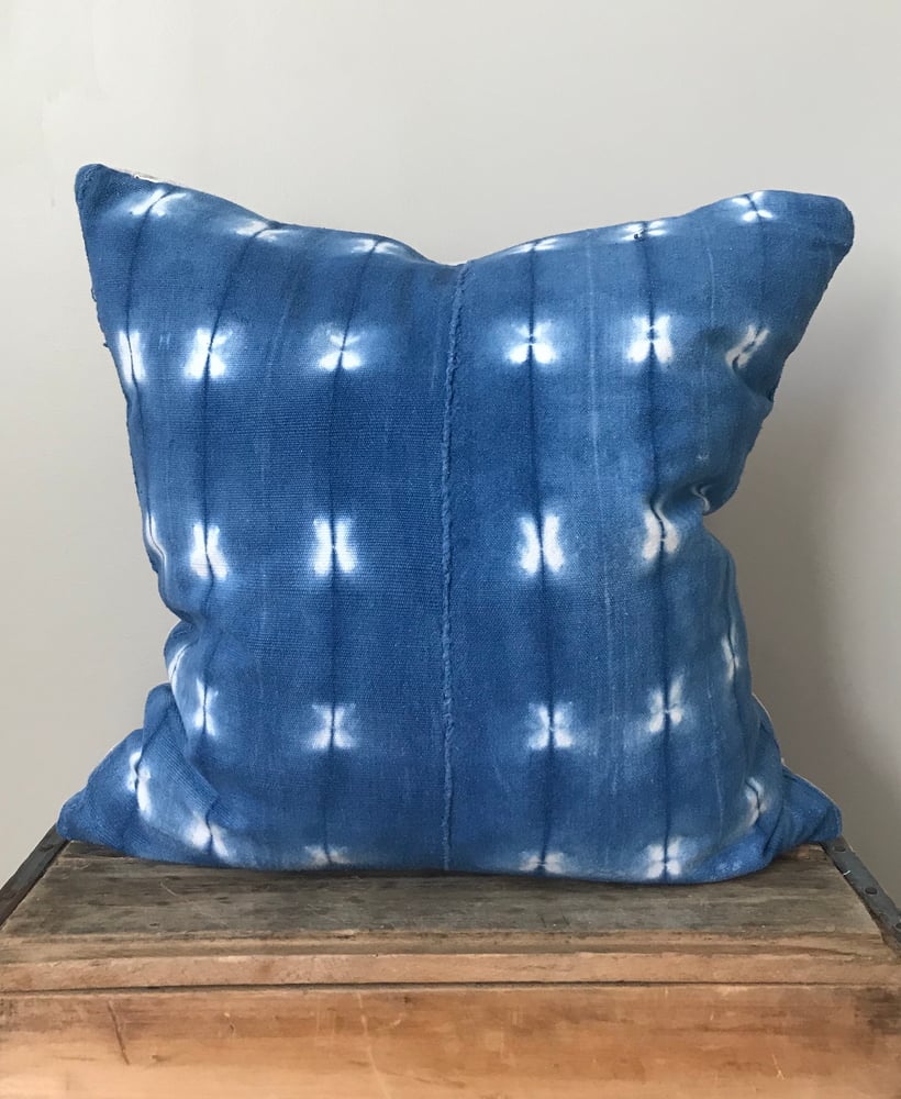 Image of Light Blue Mudcloth Pillow 20”x20”