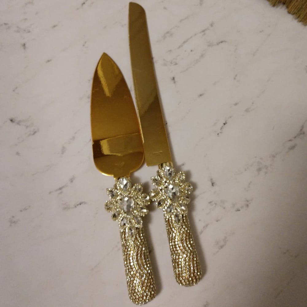 "Halle" Rhinestone Cutlery Set (Available in Gold) 