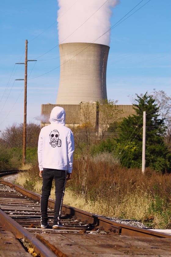 Image of sadsht white "chernobyl" hoodie