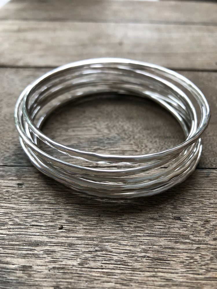 Image of Hammered sterling silver bangles