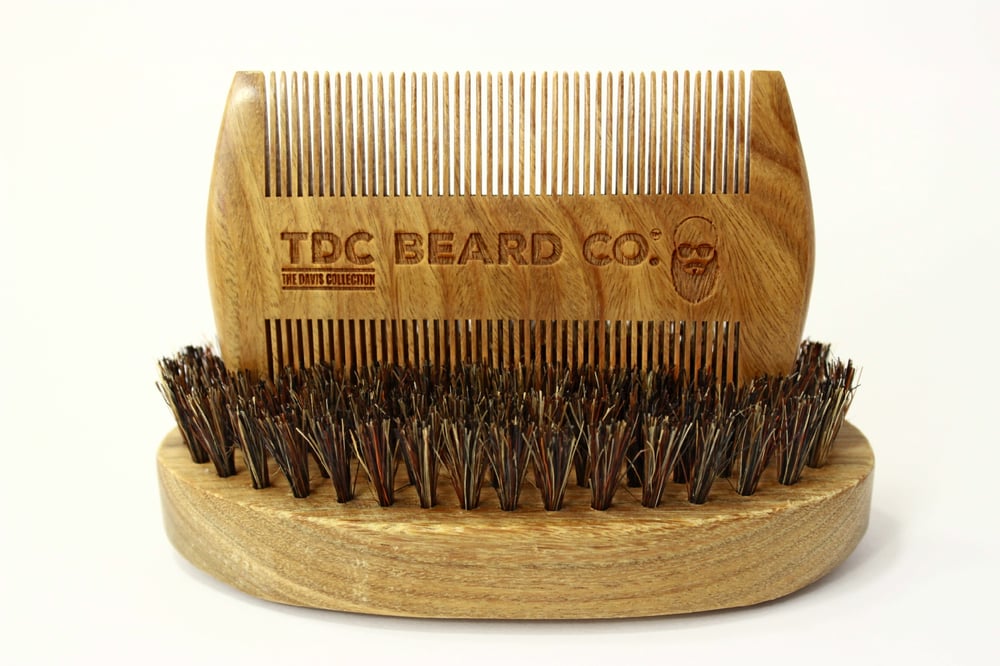 Image of TDC Green Sandalwood Mustache Comb & Beard Brush