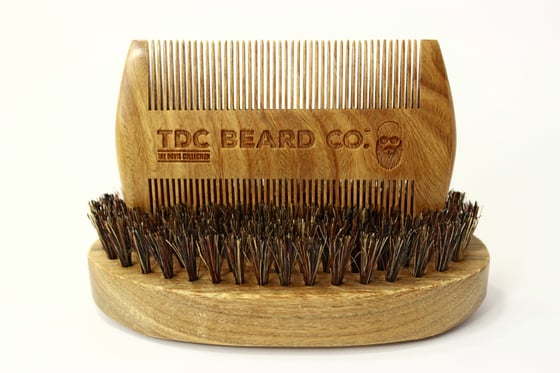 Image of TDC Green Sandalwood Mustache Comb & Beard Brush