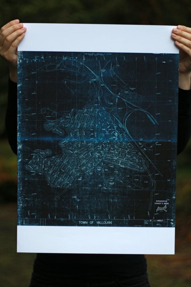 Image of Yallourn Map, 1968 (A2 size, blue on white)