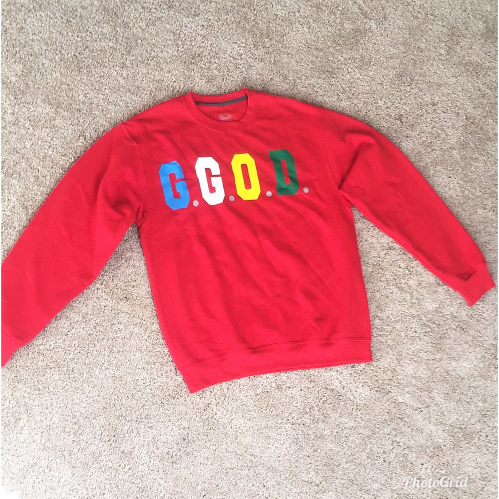 Image of Red G.G.O.D. Sweatshirt 