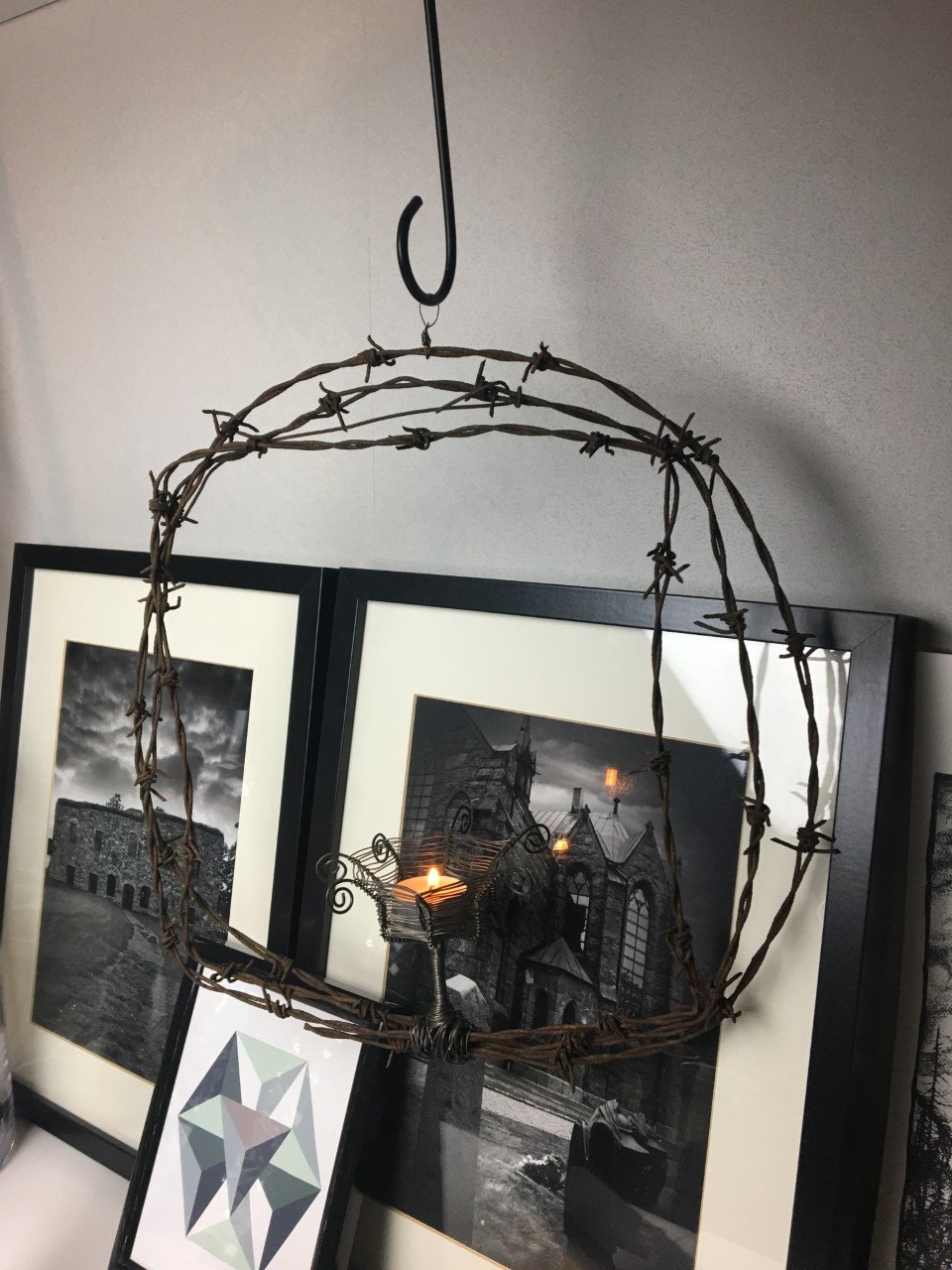 Image of One of a kind Barb wire light pendant