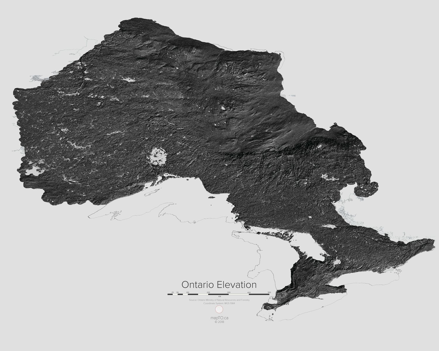Image of Ontario Elevation Map