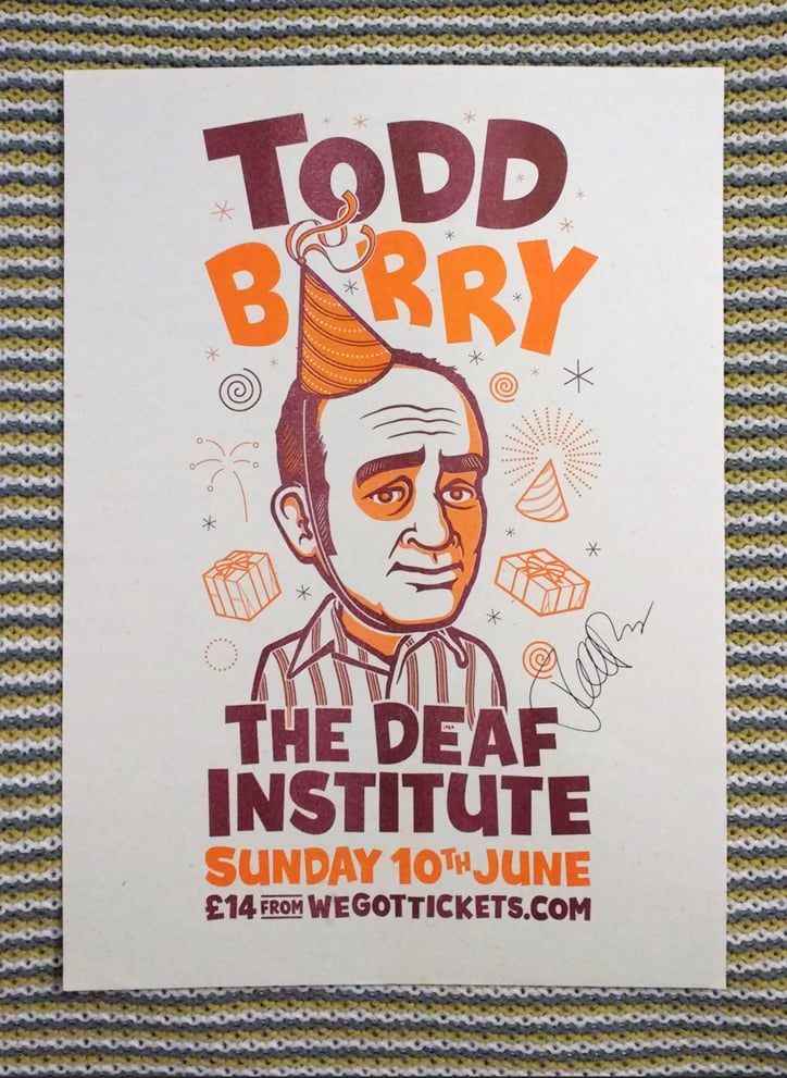 Image of Todd Barry at The Deaf Institute - A3 print (autographed)