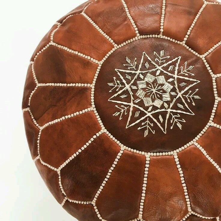 Image of NEUTRAL TONES - LEATHER POUFS - OTTOMAN