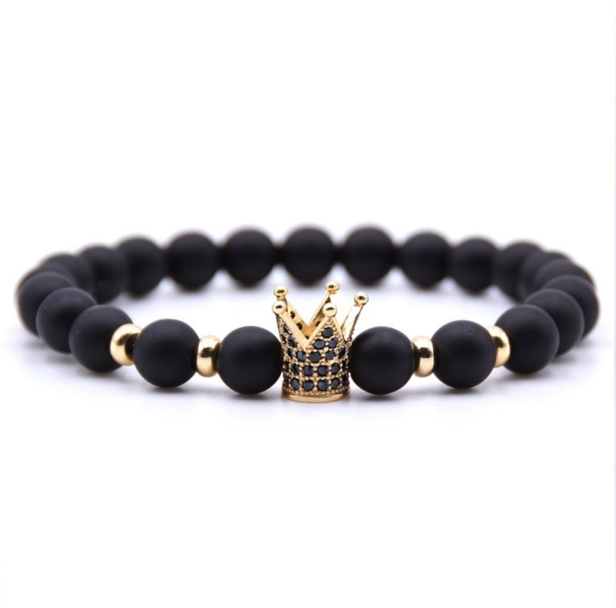 Image of 2018 Natural Stone Zircon Crown Yoga Energy Beaded Bracelet (Gold)