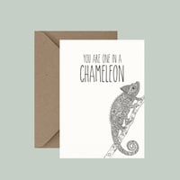 "One in a chameleon" greeting card
