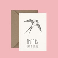 "Time flies" greeting card