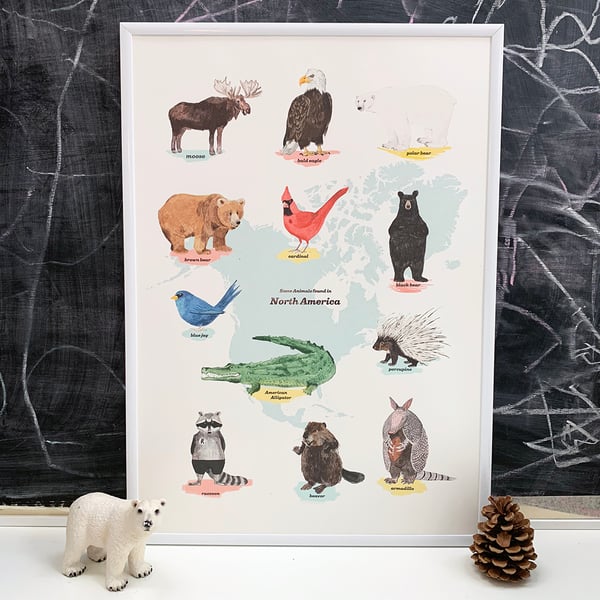 Image of North America Animals Print