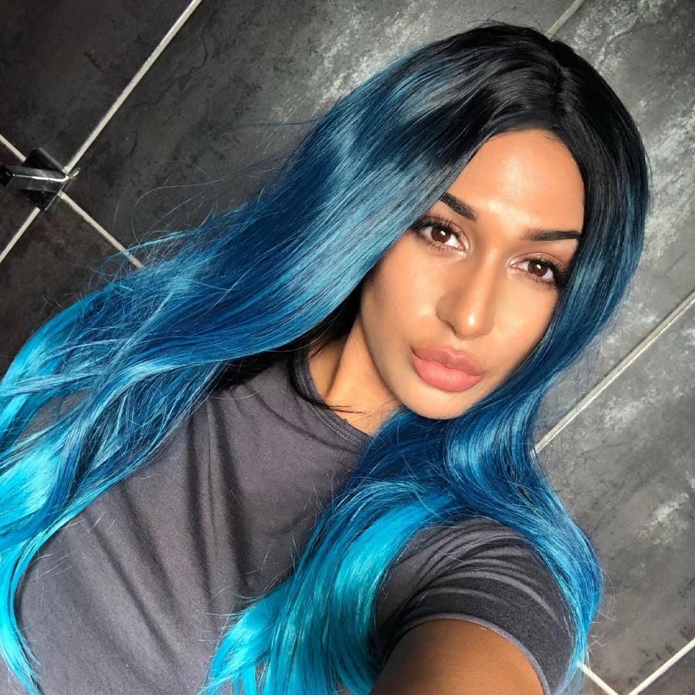 The Teal Blue Shoulder Length Fashion Wig Fiercegoddesssshair