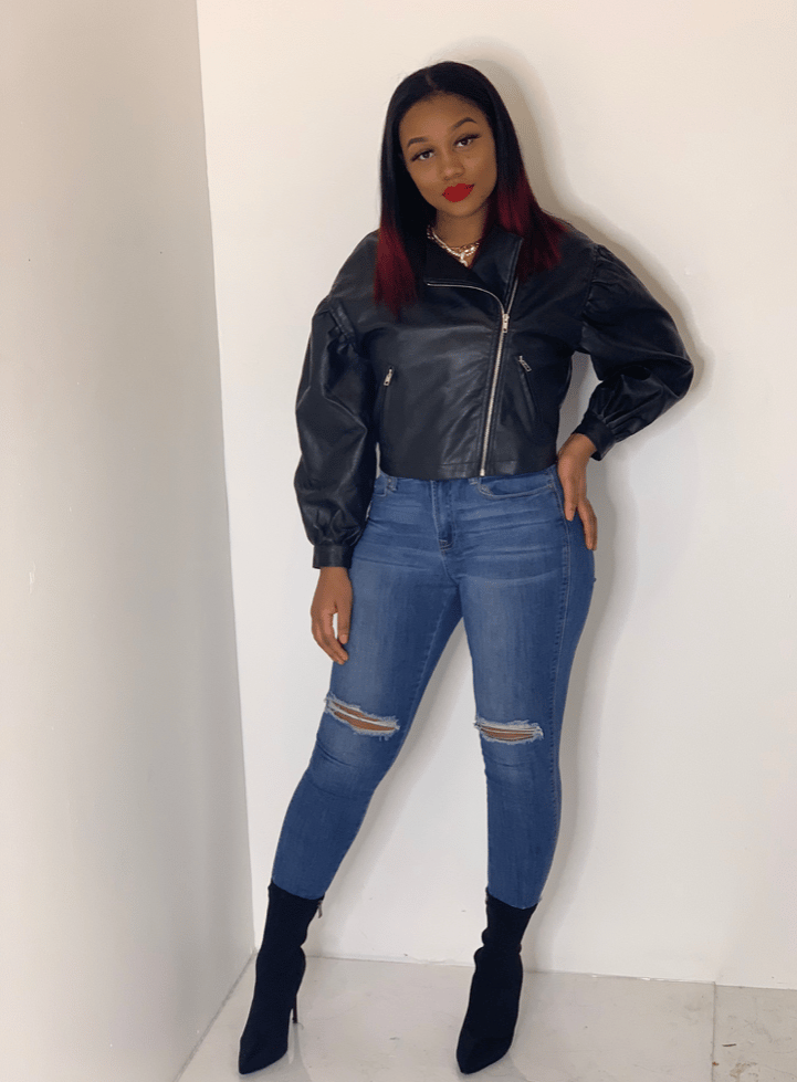 Image of Puff Sleeve Moto Jacket