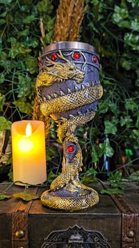 Image 1 of 👑The Armored Kingdom Golden Dragon Crimson Goblet